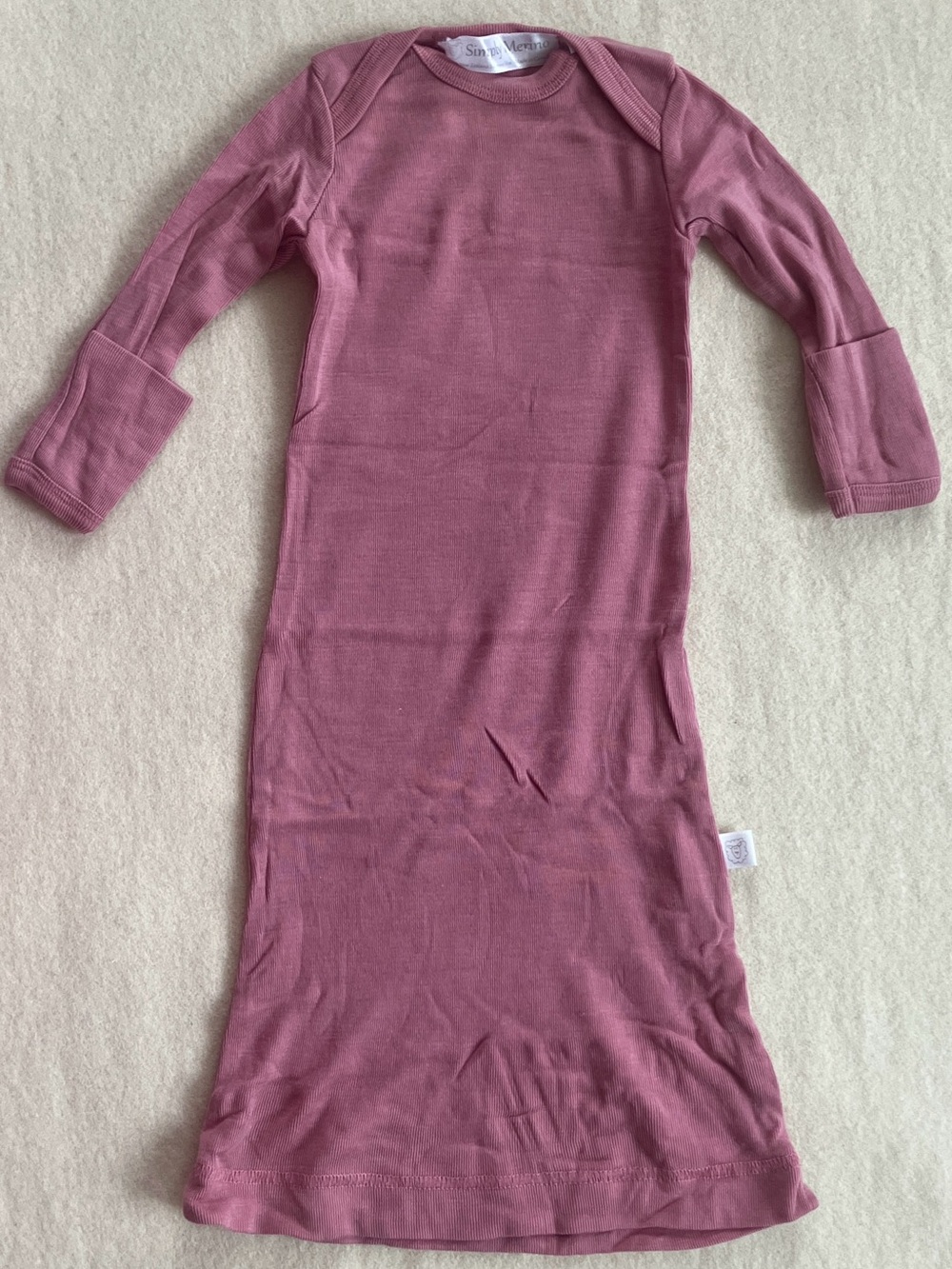 Simply Merino 100% Merino Wool Baby Sleep Gown Dusty Rose 0-3 Months
